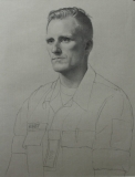 Lieutenant Colonel Børge Gamst, Norwegian Home Guard, 19 X 26, charcoal/graphite/white chalk (2017)