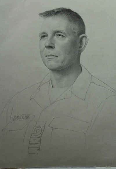 Navy Captain Jon Ivar Kjellin, Norwegian Home Guard, 19 X 26, charcoal/graphite/white chalk (2019)