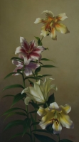 Exotic Cascade III: Belles of the Ball, oil on panel, 14 X 28 (2009) SOLD